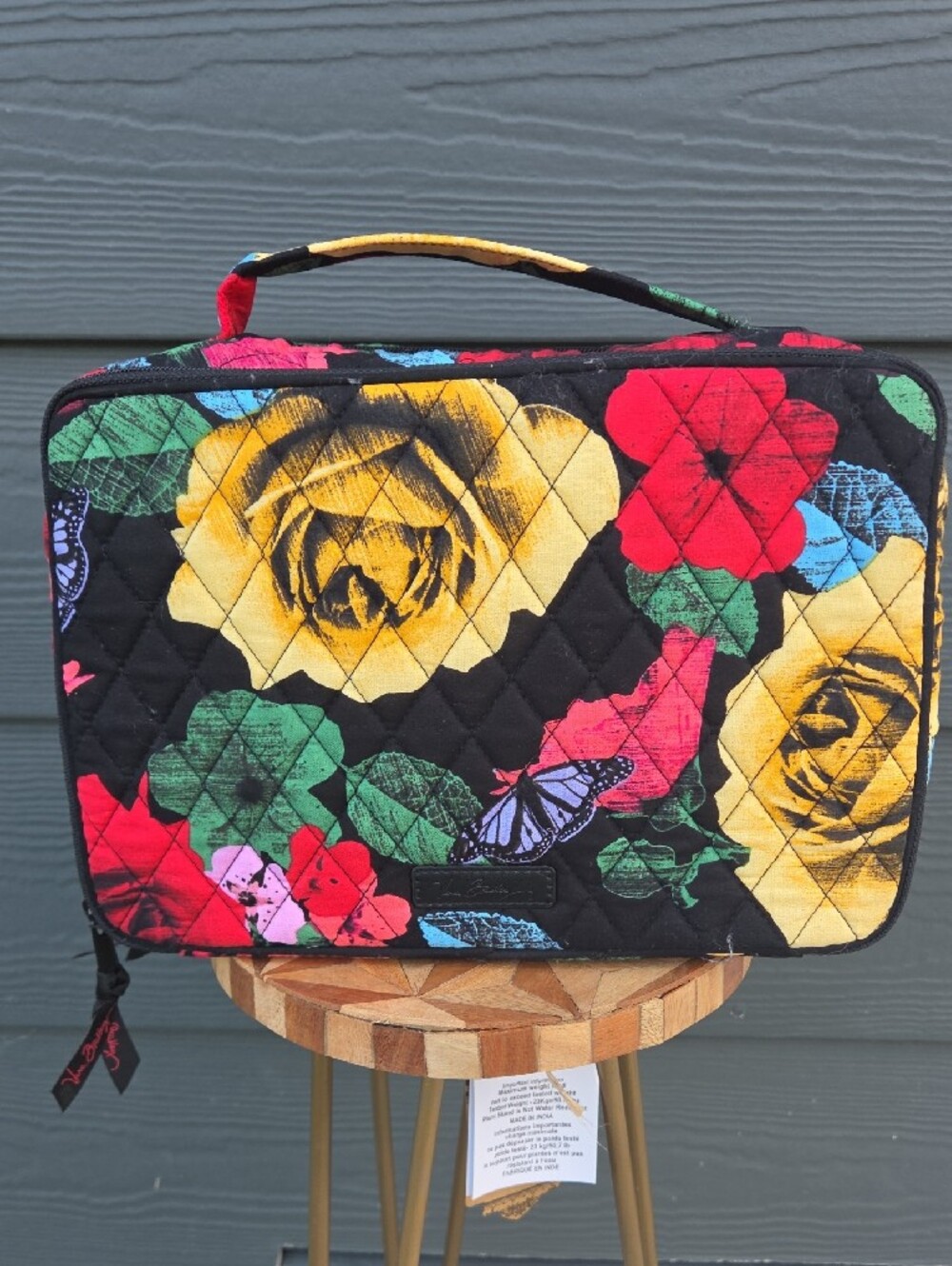 Vera Bradley Black Floral Quilted Cosmetic Case